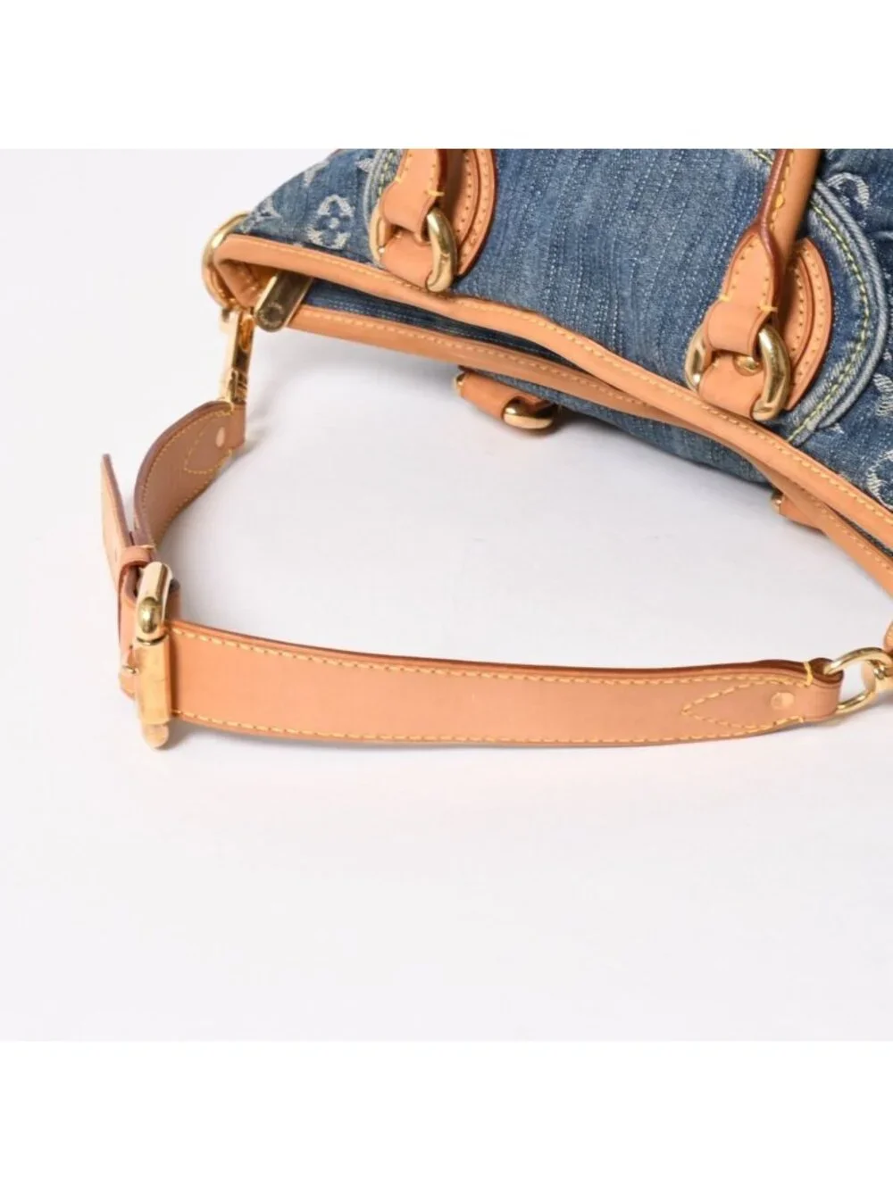 Louis Vuitton Neo Cabby MM Handbag 2-Way Monogram Denim Gold